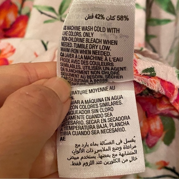 CHARTER CLUB Women Floral Linen Blend Button Long Sleeve Shirt Size Large - Picture 8 of 9